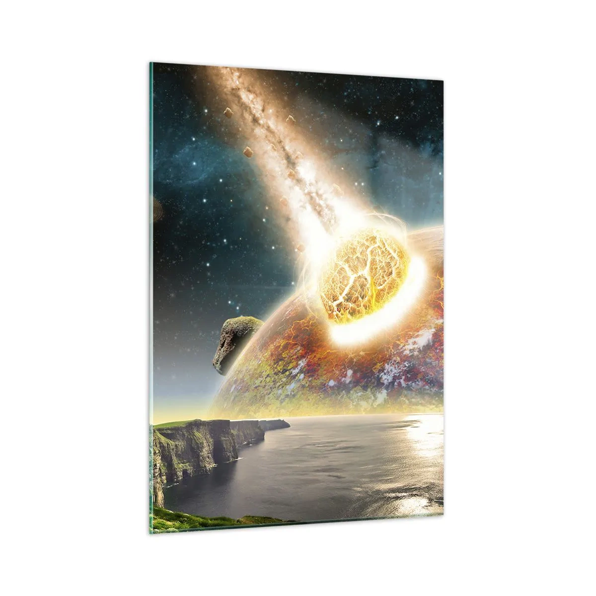 Glastavla - Bild på glas - Rymddrama - 50x70 cm
