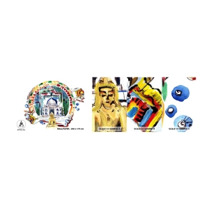 Provbit av självhäftande fototapet Deluxe Sticker - Indiska världsbalansen - Buddha, Indien, Buddhism - 100x30 cm