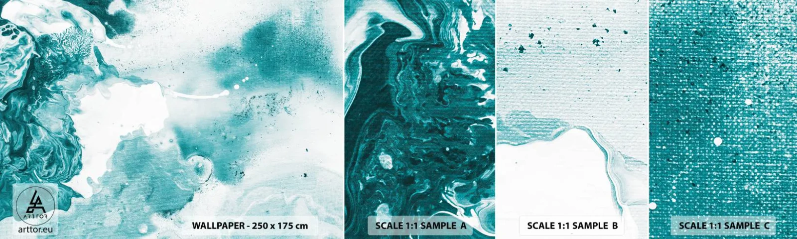 Provbit av självhäftande fototapet Deluxe Sticker - Blåa laguner - Abstraktion, Bit, Modern konst. - 100x30 cm