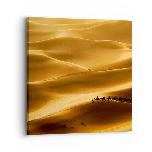 Canvastavla - Bild på duk - En karavan på öknens vågor - 30x30 cm