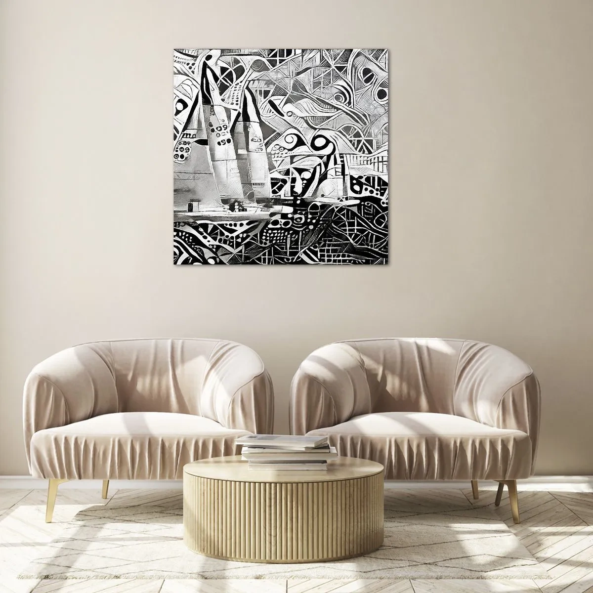 Glastavla - Bild på glas - Mellan vågorna - 70x70 cm