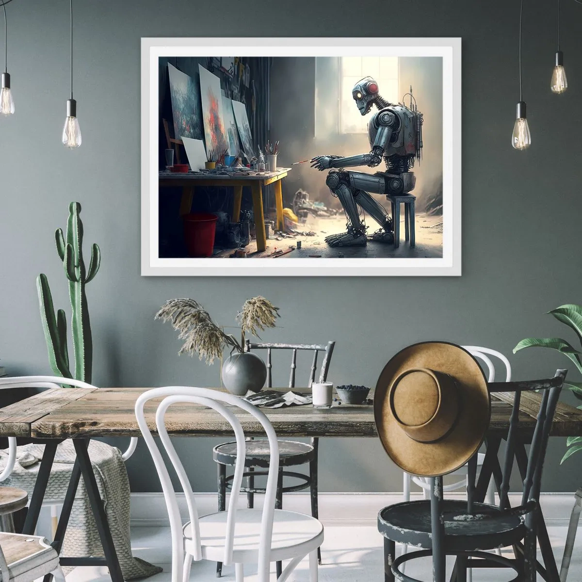 Affisch i vit ram - Den skapande handlingen - 91x61 cm