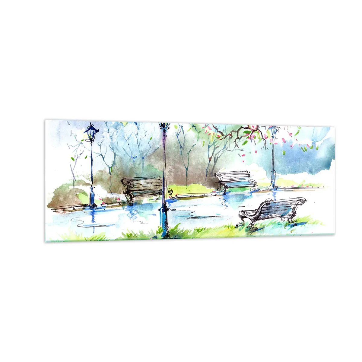 Glastavla - Bild på glas - Parktystnadens charm - 140x50 cm