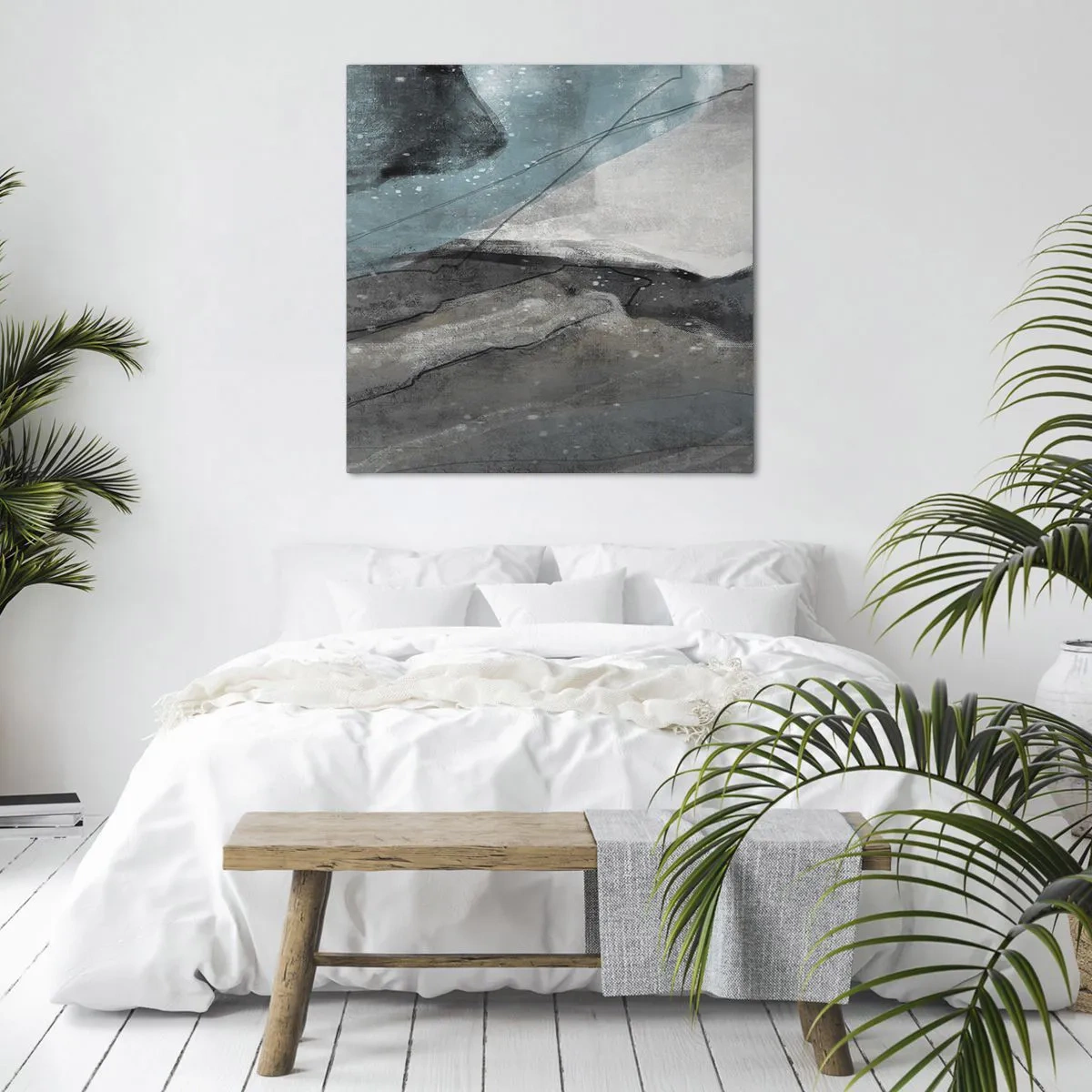 Canvastavla - Bild på duk - Abstraktion: stenar och is - 60x60 cm