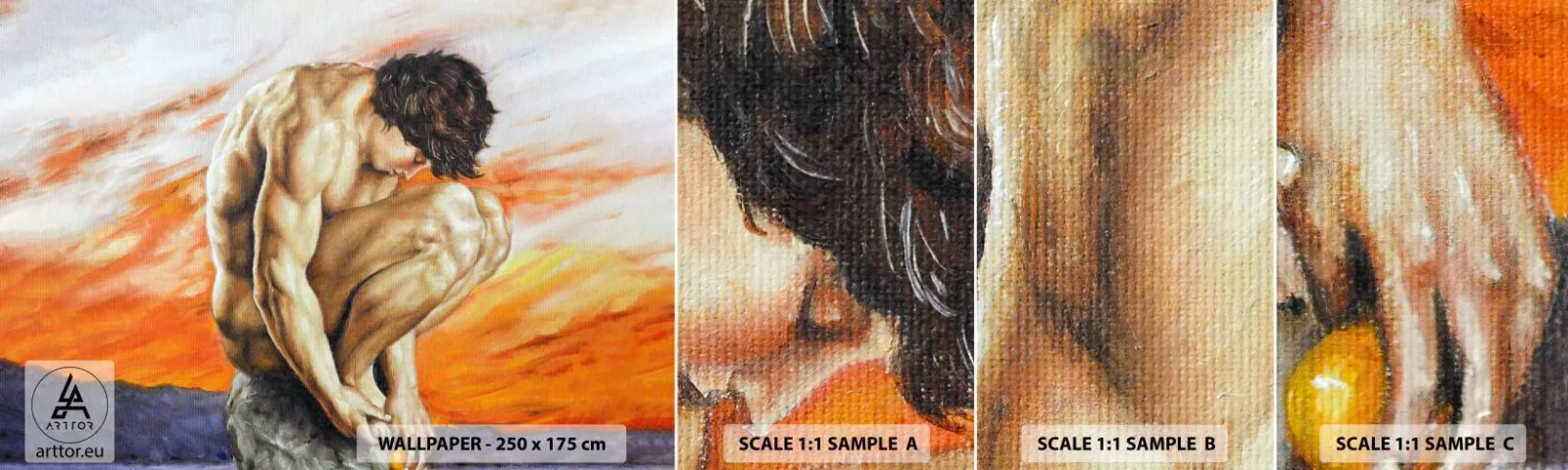 Fototapet Prov Standard Eco - Försänkt i sig själv - Kropp, Man, Staty - 100x30 cm