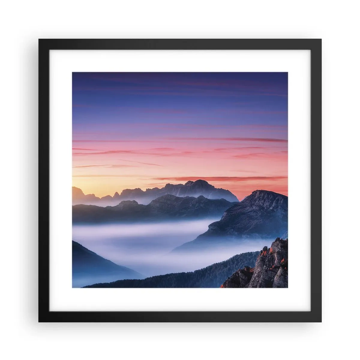 Affisch i svart ram - Över dalarna - 40x40 cm