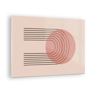 Glastavla - Bild på glas - Minimalistisk geometrisk grafik i beige nyanser - 70x50cm - Ostoppad attraktionskraft - Modern väggdekoration för vardagsrum och sovrum ARTTOR