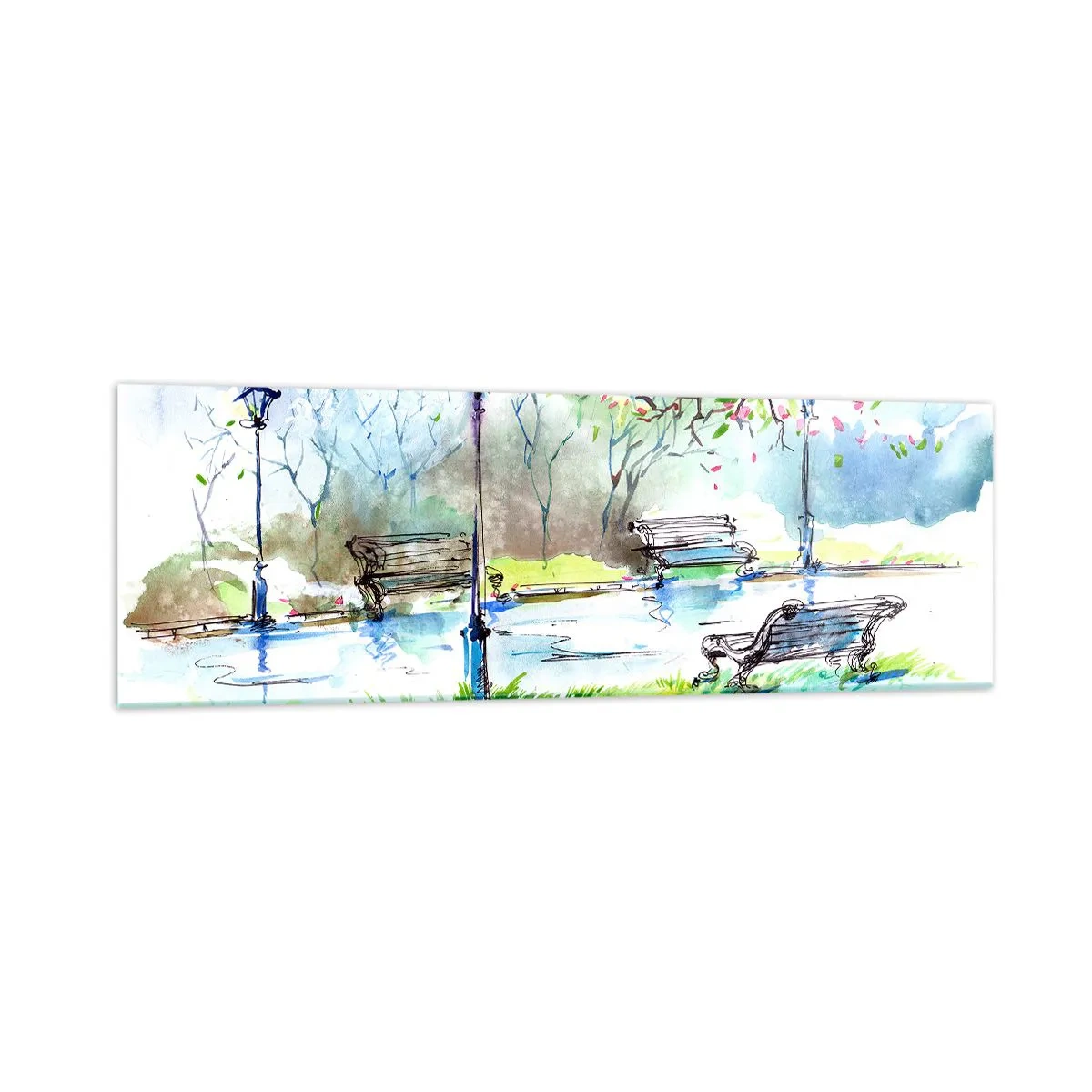 Glastavla - Bild på glas - Parktystnadens charm - 160x50 cm