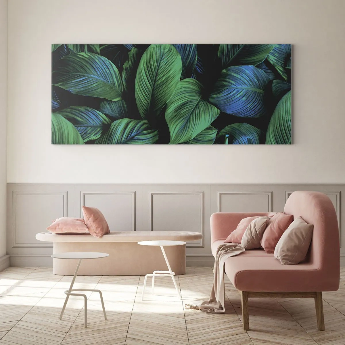 Glastavla - Bild på glas - I gröna folkmassan - 100x40 cm