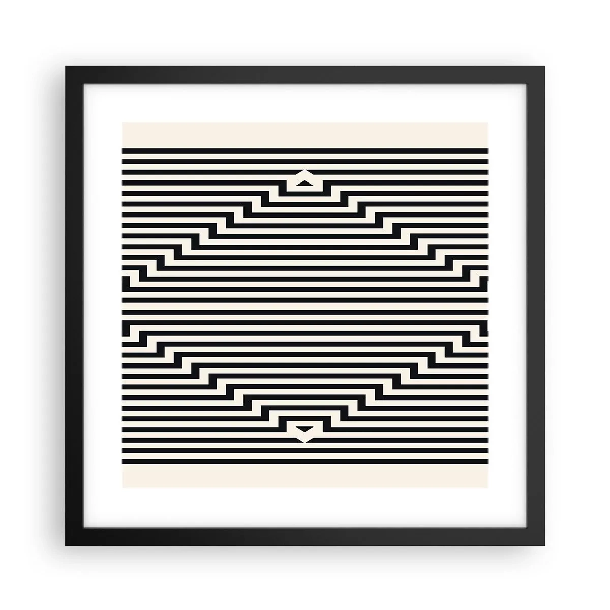 Affisch i svart ram - Geometrisk illusion - 40x40 cm