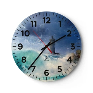 Väggklocka - Klocka på glas - På vakt mot elementen - 40x40 cm