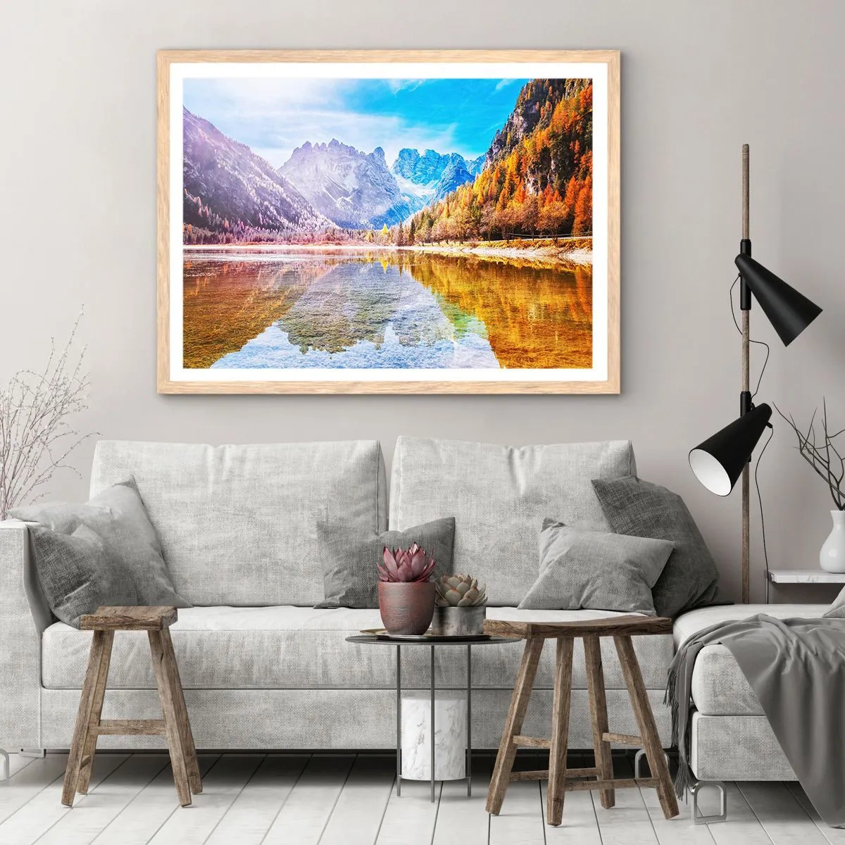 Affisch i ram av ljusek - Det är redan höst i fjällen - 100x70 cm