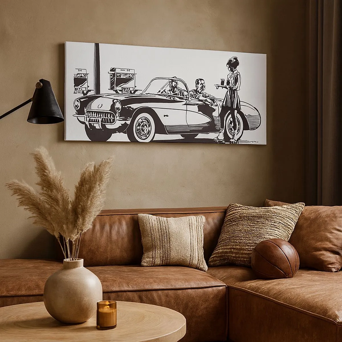 Canvastavla - Bild på duk - 60. - sorglöst Amerika - 100x40 cm