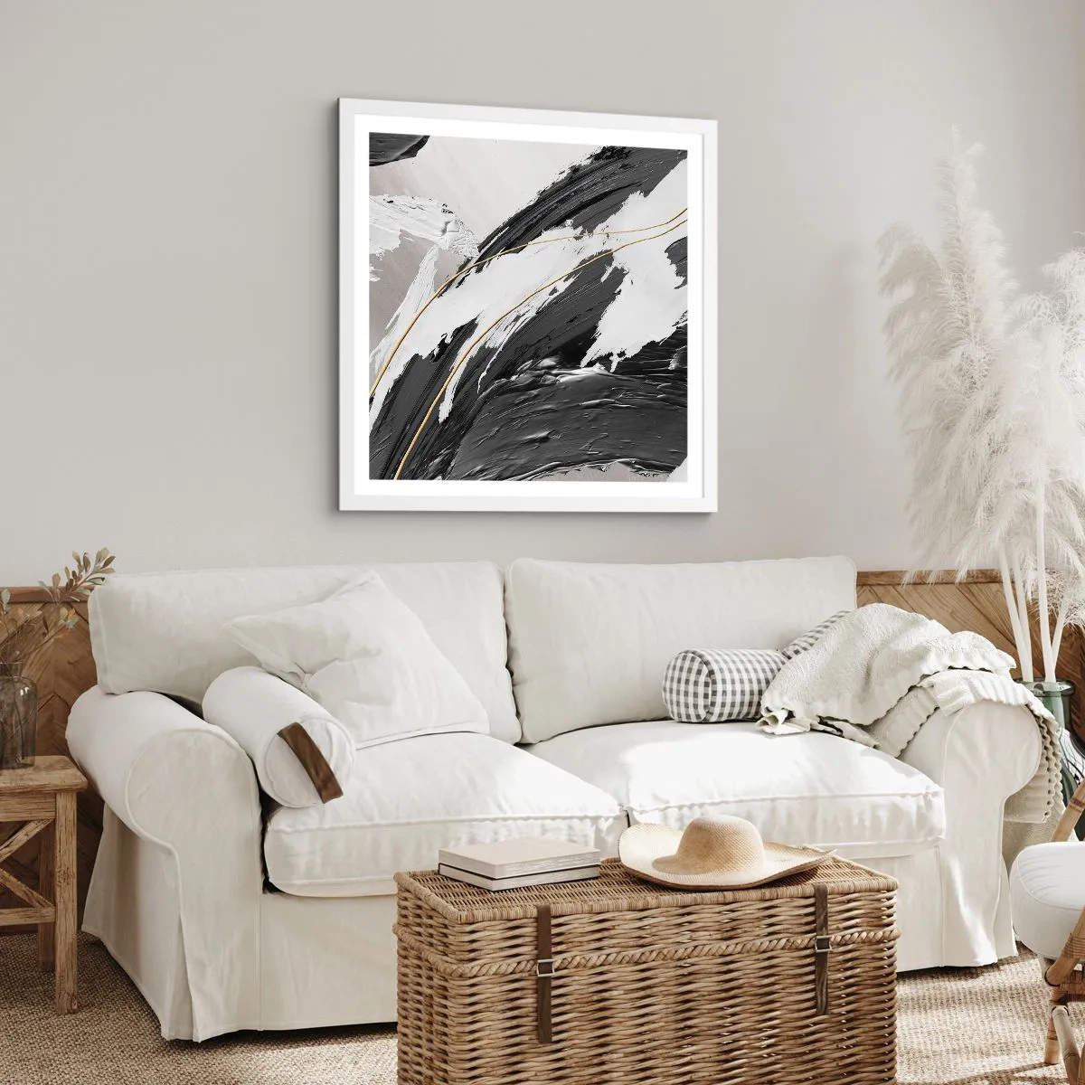 Affisch i vit ram - Storslagen abstraktion - 60x60 cm