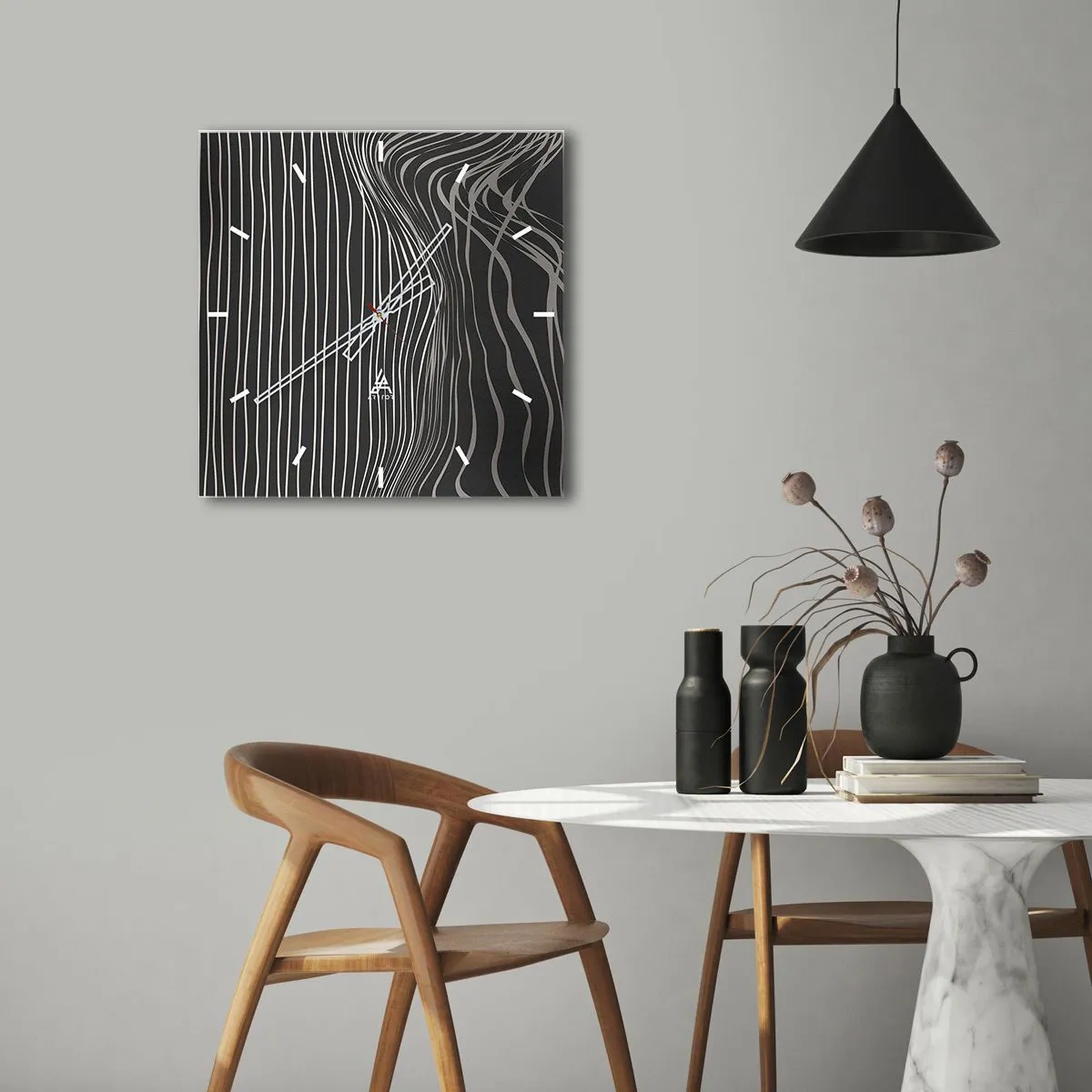 Väggklocka - Klocka på glas - Rytm och accent - 30x30 cm