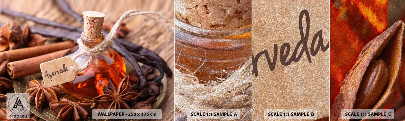 Provbit av fototapet Premium Sand - Mot kroppens och själens enighet - Kanel, Anis, Vanilj - 100x30 cm