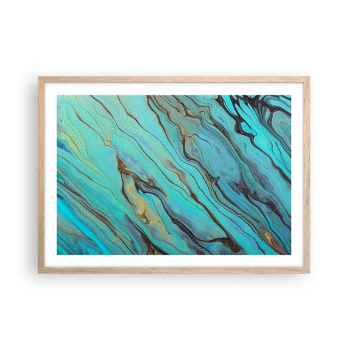 Affisch i ram av ljusek - Turkost tidvatten - 70x50 cm