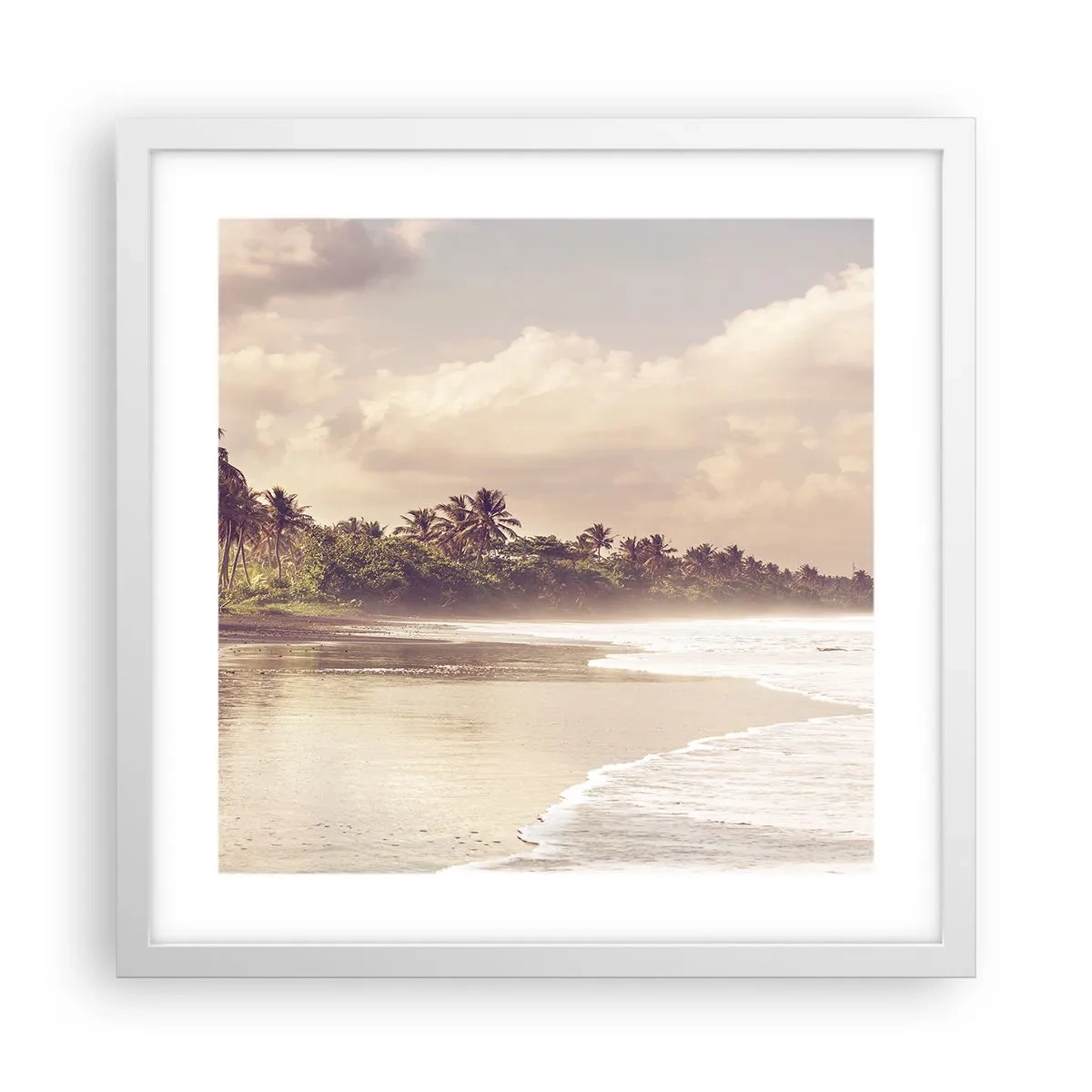 Affisch i vit ram - Vågornas smekning - 40x40 cm