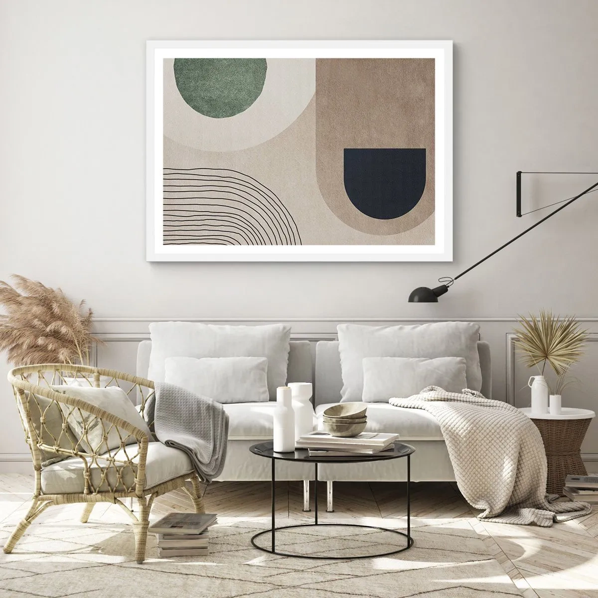 Affisch i vit ram - Ovalens mjukhet - 100x70 cm