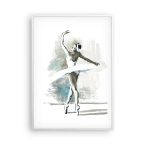 Affisch i vit ram - Förtrollad i en svan - 70x100 cm