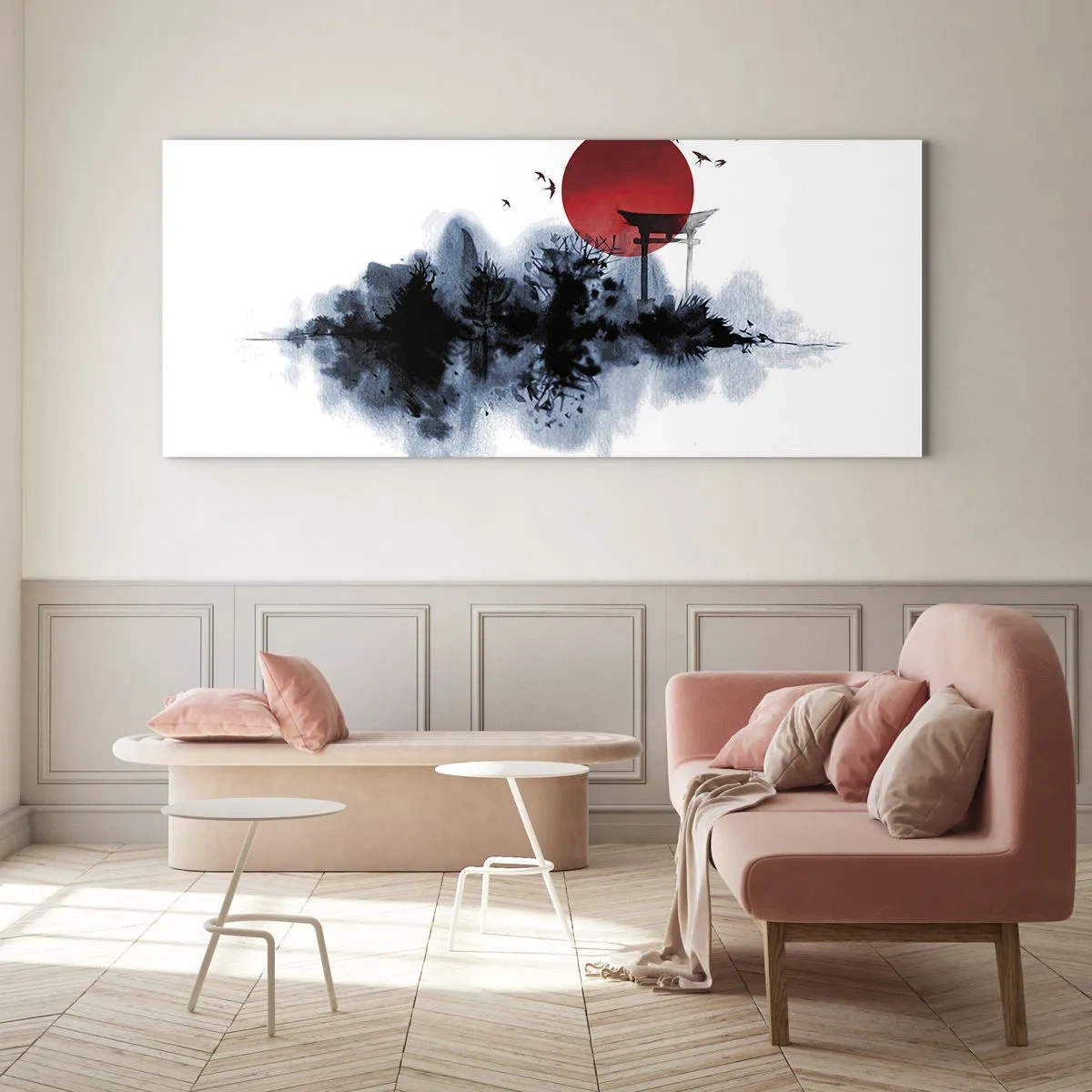 Glastavla - Bild på glas - Japansk utsikt - 120x50 cm