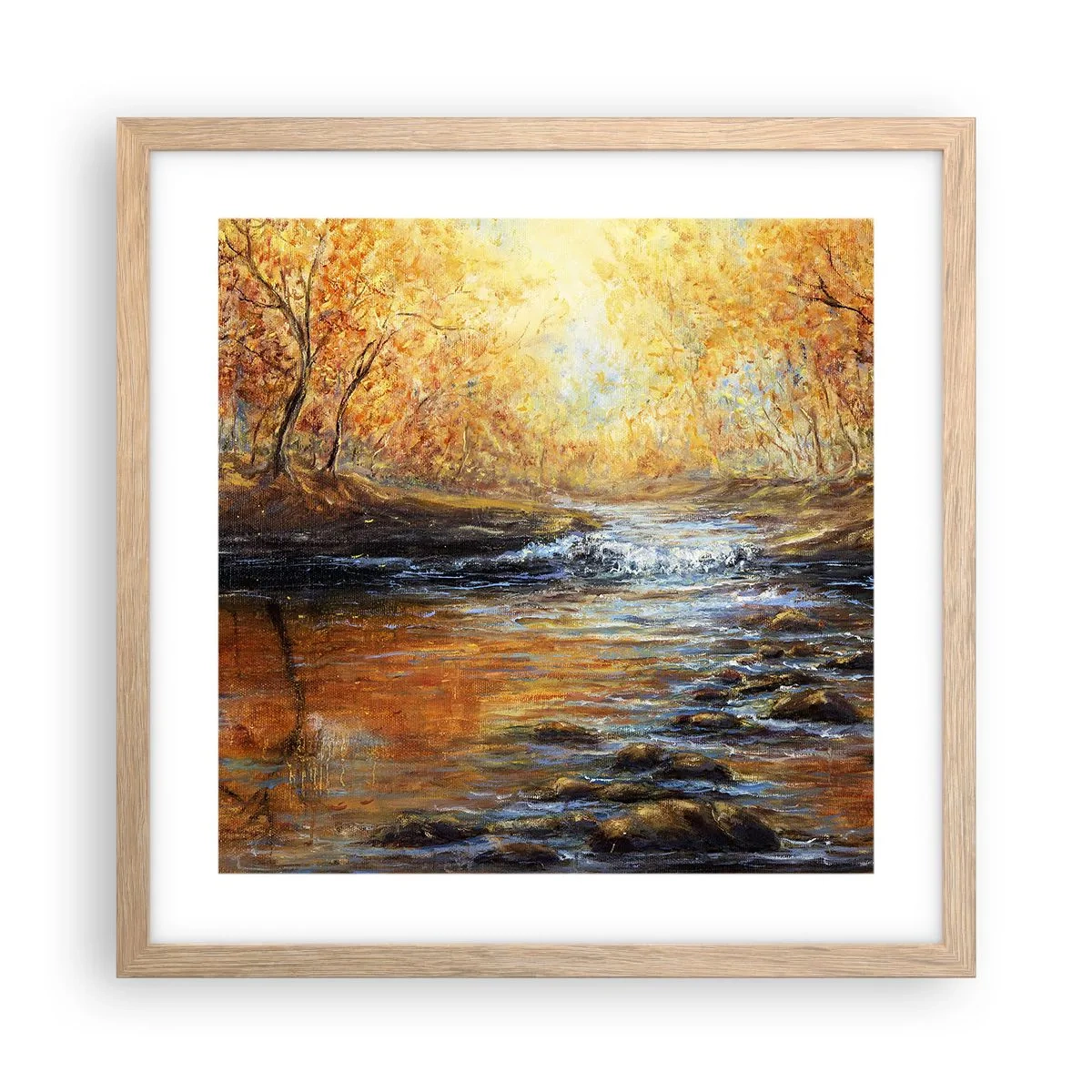 Affisch i ram av ljusek - Gyllene bäck - 40x40 cm
