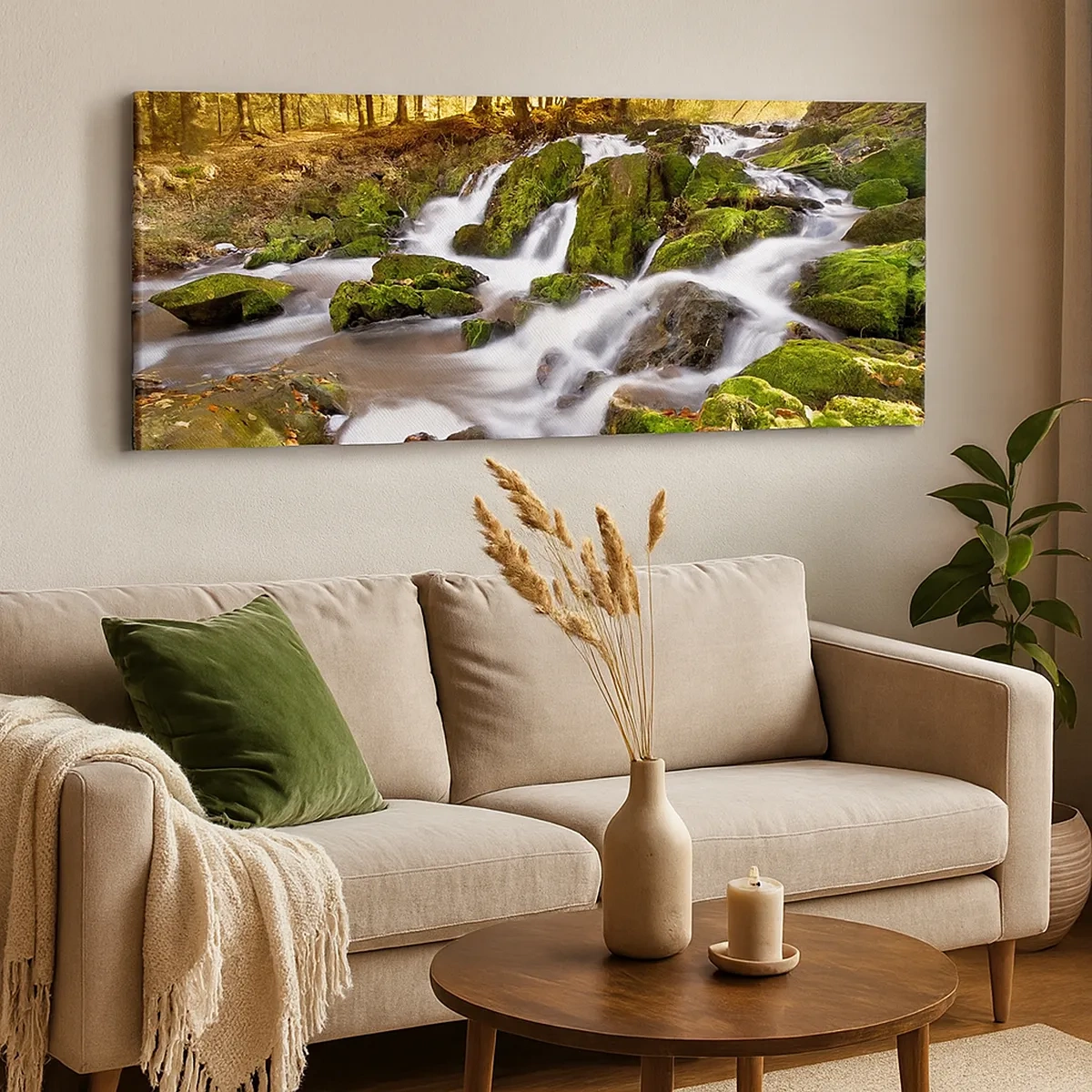 Canvastavla - Bild på duk - Kvickt genom höstskogen - 30x30 cm