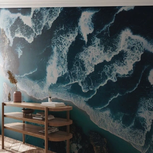 Självhäftande Fototapet Deluxe Sticker - Insvept i vågorna - Klippa, Hav, Natur - 200x140 cm