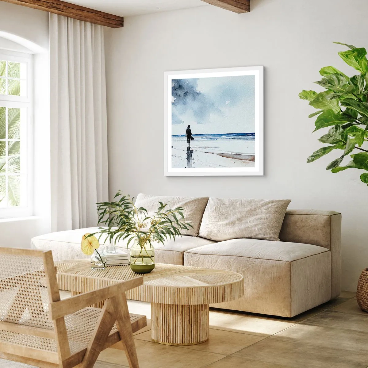 Affisch i vit ram - Samtal med havet - 50x50 cm