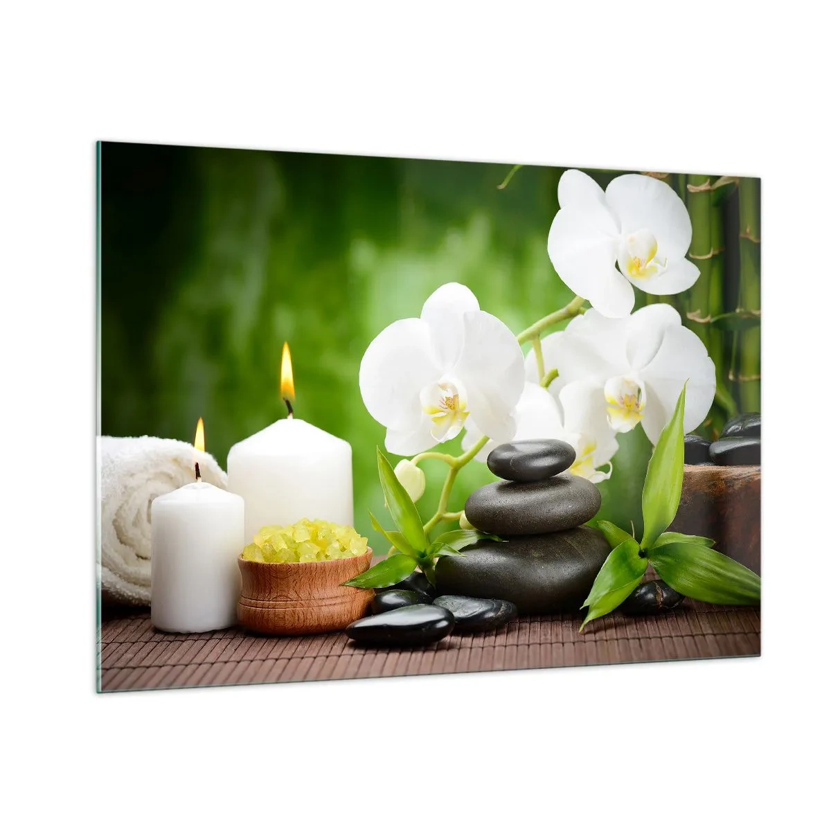 Glastavla - Bild på glas - Doftande, blommig och lätt beröring - 100x70 cm