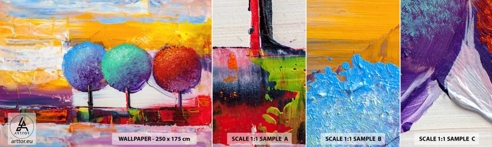 Provbit av självhäftande fototapet Deluxe Sticker - Tredje gången gillt - Landskap, Träd, Bit - 100x30 cm