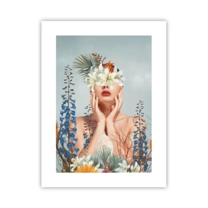 Affisch - Kvinna - blomma - 30x40 cm