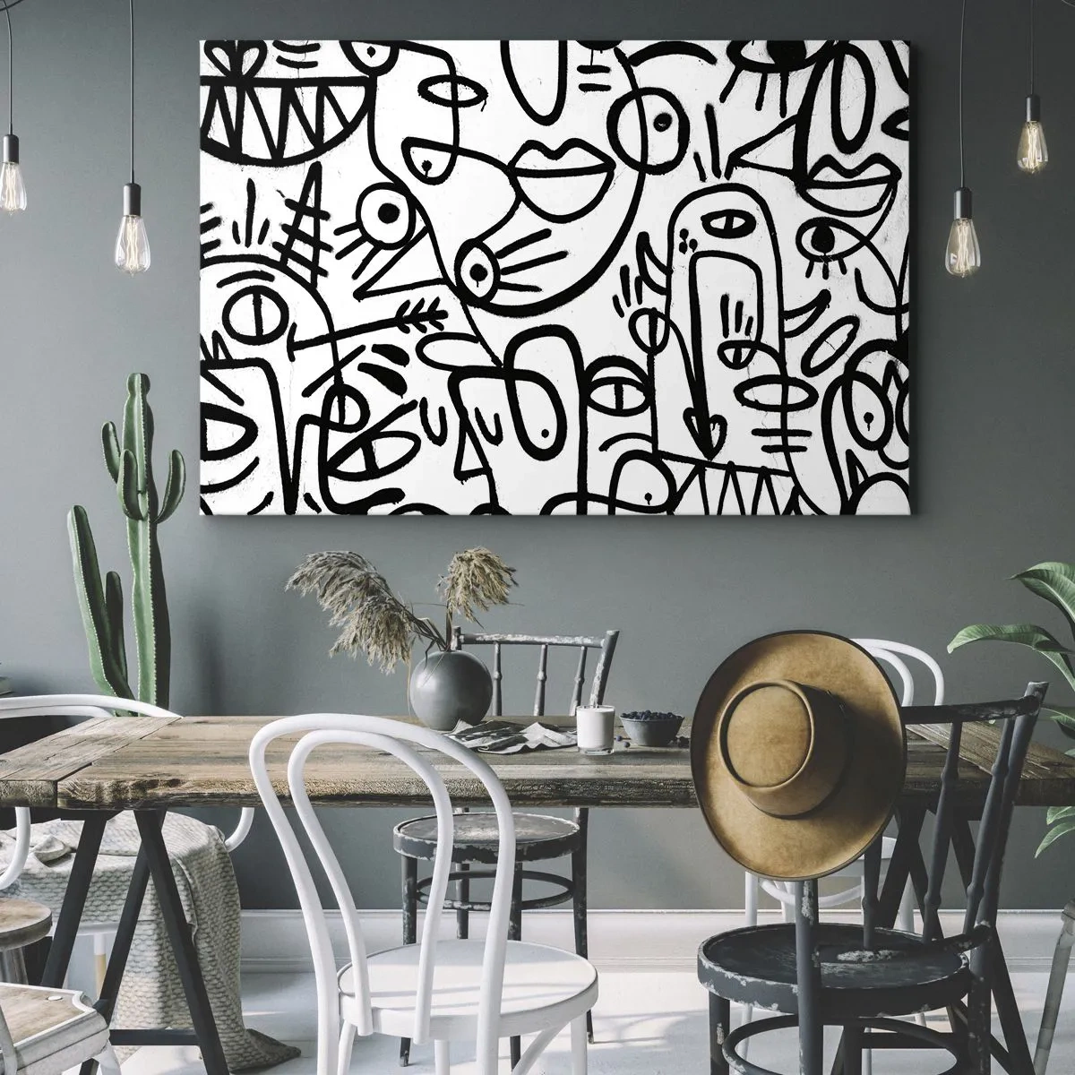 Canvastavla - Bild på duk - Ansikten och hägringar - 70x50 cm