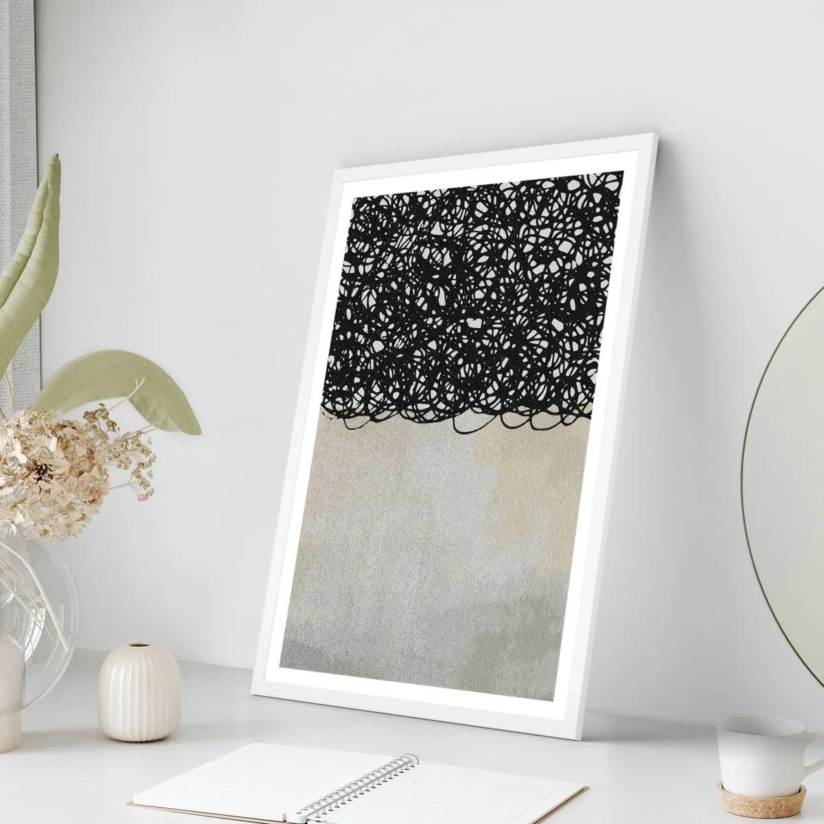 Affisch i vit ram - En virvlad abstraktion - 50x70 cm