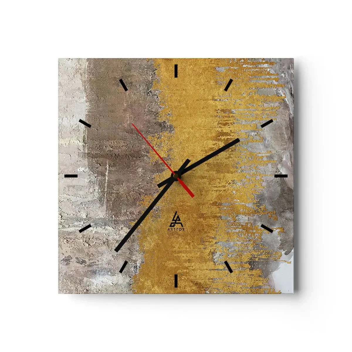Väggklocka - Klocka på glas - En gyllene explosion - 30x30 cm