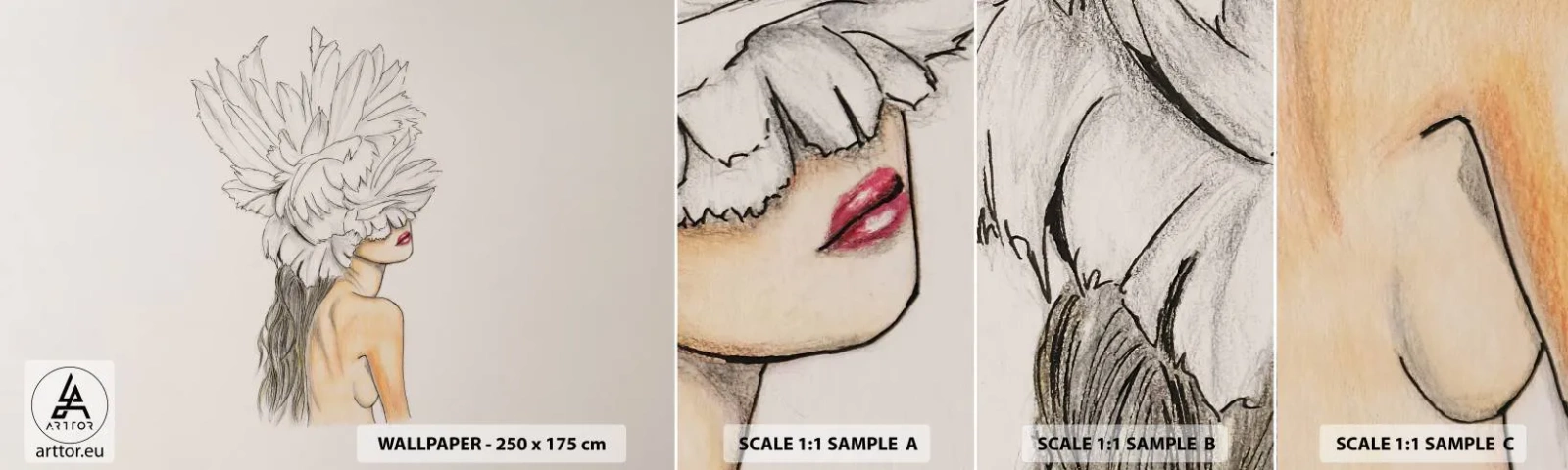 Fototapet Prov Standard Eco - Krönt skönhet - Abstraktion, Kvinna, Kropp - 100x30 cm