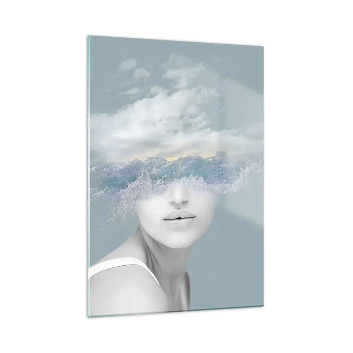 Glastavla - Bild på glas - Med huvudet i molnen - 50x70 cm