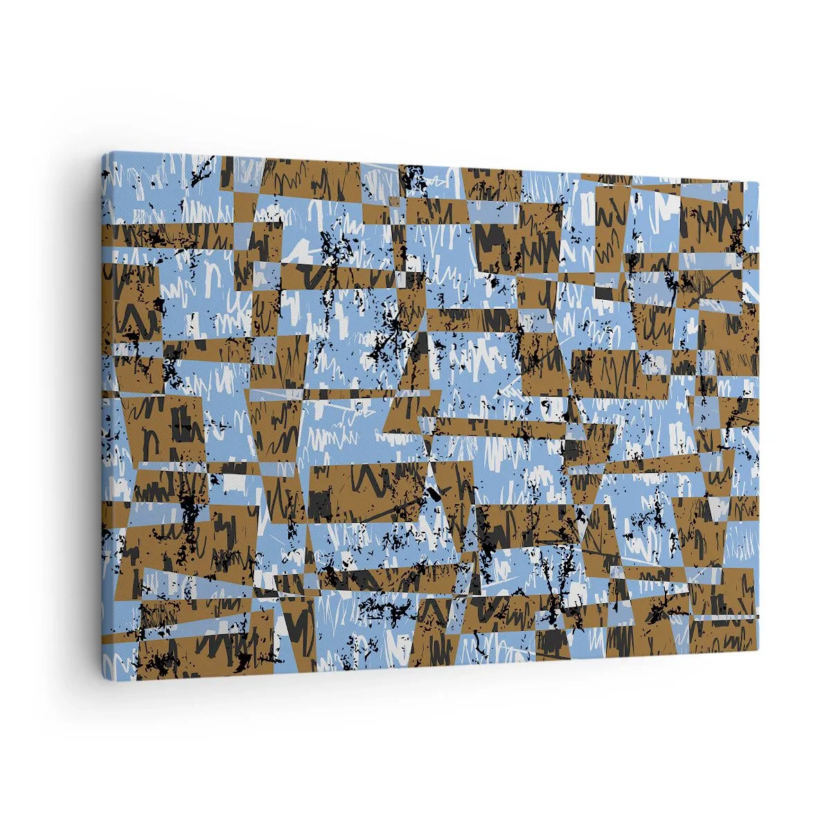 Canvastavla - Bild på duk - En abstrakt komposition av rektanglar i nyanser av brunt och blått. - 70x50cm - Icke-folkligt urklipp - Modern väggdekoration för vardagsrum och sovrum ARTTOR