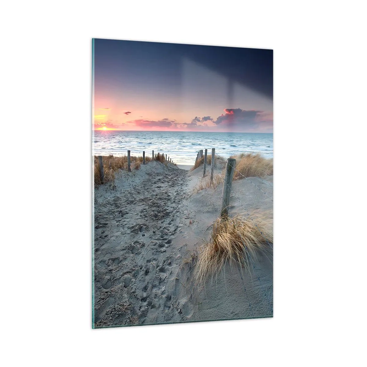 Glastavla - Bild på glas - Utspilld skenregnbåge... - 50x70 cm