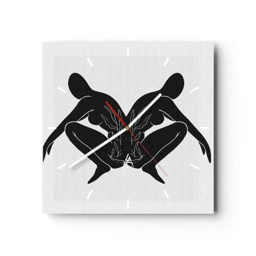 Väggklocka - Klocka på glas - En delad själ - 40x40 cm
