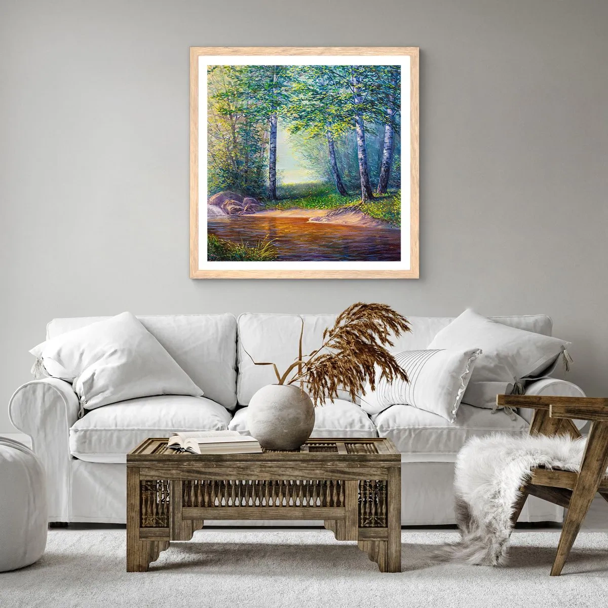 Affisch i ram av ljusek - Idyllisk vy - 30x30 cm
