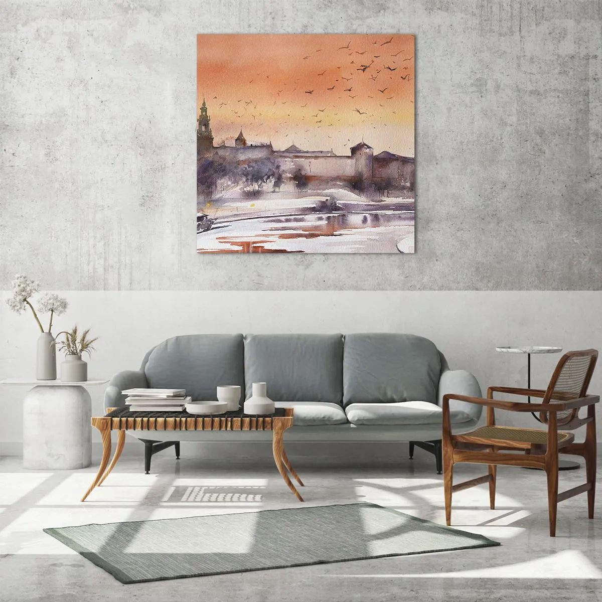 Glastavla - Bild på glas - Kunglig solnedgång - 60x60 cm