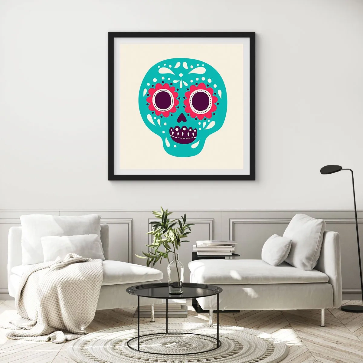 Affisch i svart ram - Livet - nöje till döden - 60x60 cm