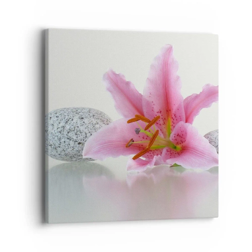 Canvastavla - Bild på duk - En studie i rosa, grå och vit - 40x40 cm