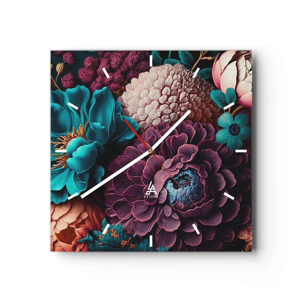 Väggklocka - Klocka på glas - Natur i överflöd - 40x40 cm