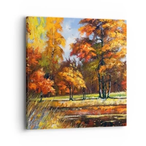 Canvastavla - Bild på duk - Landskap i guld och brons - 40x40 cm