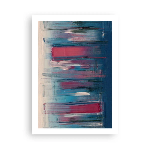 Affisch - Vertikal komposition i blått och rött - 50x70 cm