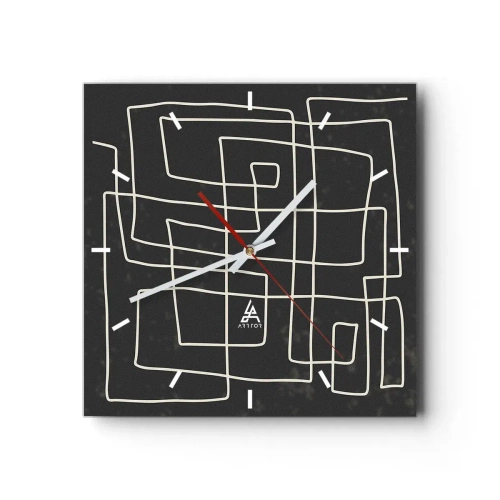 Väggklocka - Klocka på glas - Inte så enkelt - 40x40 cm