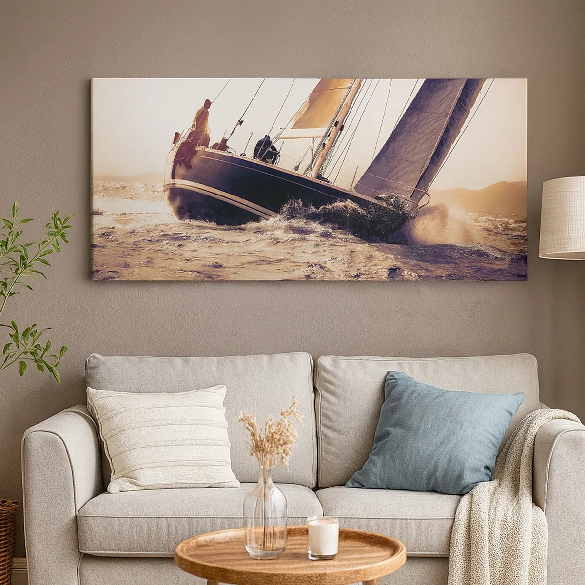 Canvastavla - Bild på duk - Segla seglaren - 30x30 cm