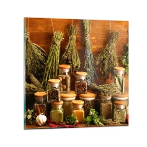 Glastavla - Bild på glas - Trolldom i köket - 70x70 cm